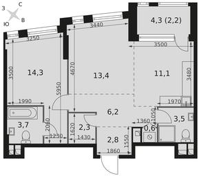 2-BD Apartment Sale, 60.1平方米 at Rotterdam, Varshavskoye Highway, 37Ак1с2, Moscow, Russia #2 2-BD Apartment Sale, 60.1平方米 at Rotterdam, Varshavskoye Highway, 37Ак1с2, Moscow, Russia #2