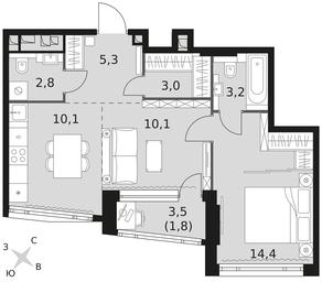 2-BD Apartment Sale, 50.7平方米 at Rotterdam, Varshavskoye Highway, 37Ак1с2, Moscow, Russia #3 2-BD Apartment Sale, 50.7平方米 at Rotterdam, Varshavskoye Highway, 37Ак1с2, Moscow, Russia #3