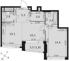 2-BD Apartment Sale, 50.7平方米 at Rotterdam, Varshavskoye Highway, 37Ак1с2, Moscow, Russia #2 2-BD Apartment Sale, 50.7平方米 at Rotterdam, Varshavskoye Highway, 37Ак1с2, Moscow, Russia #2