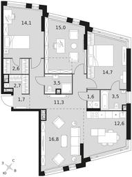 4-BD Apartment Sale, 100.1 sq. m. at Rotterdam, Varshavskoye Highway, 37Ак1с2, Moscow, Russia #3 4-BD Apartment Sale, 100.1 sq. m. at Rotterdam, Varshavskoye Highway, 37Ак1с2, Moscow, Russia #3