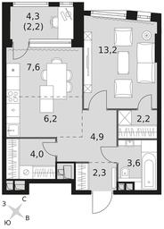 2-BD Apartment Sale, 46.2 sq. m. at Rotterdam, Varshavskoye Highway, 37Ак1с2, Moscow, Russia #3 2-BD Apartment Sale, 46.2 sq. m. at Rotterdam, Varshavskoye Highway, 37Ак1с2, Moscow, Russia #3