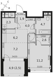 1-BD Apartment Sale, 42.6 sq. m. at Rotterdam, Varshavskoye Highway, 37Ак1с2, Moscow, Russia #2 1-BD Apartment Sale, 42.6 sq. m. at Rotterdam, Varshavskoye Highway, 37Ак1с2, Moscow, Russia #2