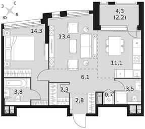 2-BD Apartment Sale, 60.2平方米 at Rotterdam, Varshavskoye Highway, 37Ак1с2, Moscow, Russia #3