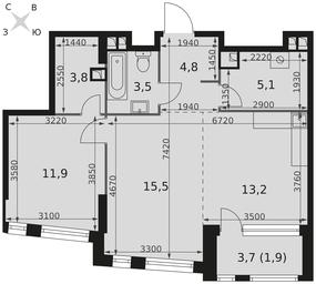 2-BD Apartment Sale, 59.7平方米 at Rotterdam, Varshavskoye Highway, 37Ак1с2, Moscow, Russia #2 2-BD Apartment Sale, 59.7平方米 at Rotterdam, Varshavskoye Highway, 37Ак1с2, Moscow, Russia #2