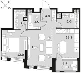 2-BD Apartment Sale, 59.8平方米 at Rotterdam, Varshavskoye Highway, 37Ак1с2, Moscow, Russia #3 2-BD Apartment Sale, 59.8平方米 at Rotterdam, Varshavskoye Highway, 37Ак1с2, Moscow, Russia #3
