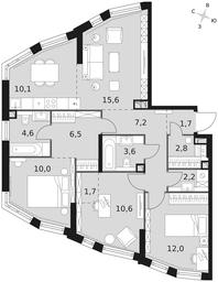 4-BD Apartment Sale, 88.6平方米 at Rotterdam, Varshavskoye Highway, 37Ак1с2, Moscow, Russia #3 4-BD Apartment Sale, 88.6平方米 at Rotterdam, Varshavskoye Highway, 37Ак1с2, Moscow, Russia #3
