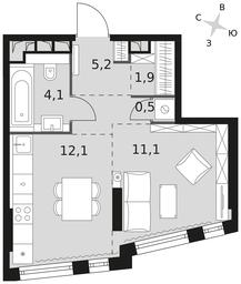 Apartment Sale, 34.9 sq. m. at Rotterdam, Varshavskoye Highway, 37Ак1с2, Moscow, Russia #3