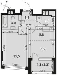 1-BD Apartment Sale, 42.1平方米 at Rotterdam, Varshavskoye Highway, 37Ак1с2, Moscow, Russia #2 1-BD Apartment Sale, 42.1平方米 at Rotterdam, Varshavskoye Highway, 37Ак1с2, Moscow, Russia #2