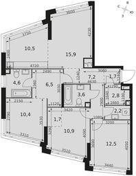 4-BD Apartment Sale, 90.5 sq. m. at Rotterdam, Varshavskoye Highway, 37Ак1с2, Moscow, Russia #2