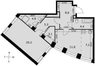1-BD Apartment Sale, 65.4 sq. m. at Sydney City, Shenogina Street, 2, Moscow, Russia #2