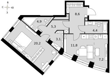 1-BD Apartment Sale, 65.4 sq. m. at Sydney City, Shenogina Street, 2, Moscow, Russia #4