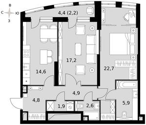 2-BD Apartment Sale, 76.6平方米 at Sydney City, Shenogina Street, 2, Moscow, Russia #3