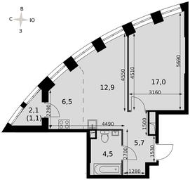 1-BD Apartment Sale, 47.4平方米 at Sydney City, Shenogina Street, 2, Moscow, Russia #2