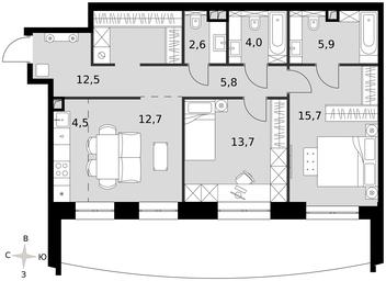 2-BD Apartment Sale, 77.4 sq. m. at Sydney City, Shenogina Street, 2, Moscow, Russia #3 2-BD Apartment Sale, 77.4 sq. m. at Sydney City, Shenogina Street, 2, Moscow, Russia #3