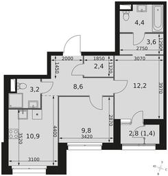 2-BD Apartment Sale, 56.5 sq. m. at Sky Garden, Stroitelny Drive, 9с6, Moscow, Russia #4