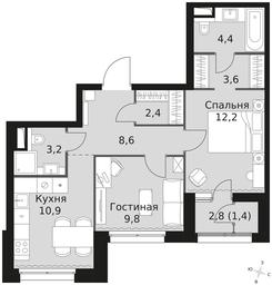 2-BD Apartment Sale, 56.5 sq. m. at Sky Garden, Stroitelny Drive, 9с6, Moscow, Russia #3 2-BD Apartment Sale, 56.5 sq. m. at Sky Garden, Stroitelny Drive, 9с6, Moscow, Russia #3