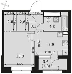 1-BD Apartment Sale, 36.3 sq. m. at Sky Garden, Stroitelny Drive, 9с6, Moscow, Russia #4