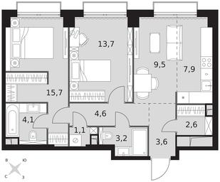 2-BD Apartment Sale, 66平方米 at Sydney City, Shenogina Street, 2, Moscow, Russia #3 2-BD Apartment Sale, 66平方米 at Sydney City, Shenogina Street, 2, Moscow, Russia #3