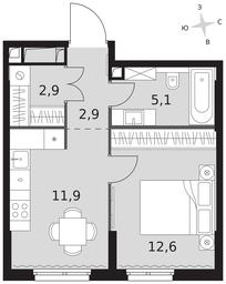 1-BD Apartment Sale, 35.4平方米 at Sydney City, Shenogina Street, 2, Moscow, Russia #3 1-BD Apartment Sale, 35.4平方米 at Sydney City, Shenogina Street, 2, Moscow, Russia #3