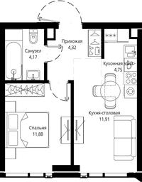 1-BD Apartment Sale, 36.81平方米 at Jois, 3rd Silikatny Drive, 10, Moscow, Russia #2