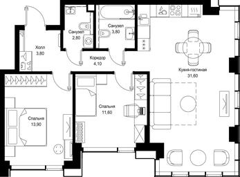 2-BD Apartment Sale, 71.6 sq. m. at Multikvartal CITYZEN, Vishnyovaya Street, Moscow, Russia #2
