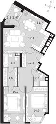 3-BD Apartment Sale, 87.6 sq. m. at Arkhitektor, Akademika Volgina Street, 2Д, Moscow, Russia #3