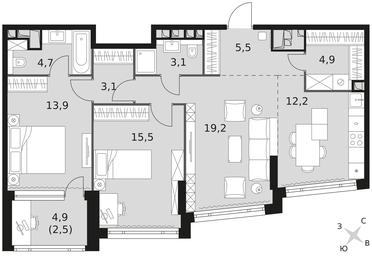 3-BD Apartment Sale, 84.6平方米 at Rotterdam, Varshavskoye Highway, 37Ак1с2, Moscow, Russia #3 3-BD Apartment Sale, 84.6平方米 at Rotterdam, Varshavskoye Highway, 37Ак1с2, Moscow, Russia #3