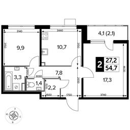 2-BD Apartment Sale, 54.6 sq. m. at Pervyi Lermontovskiy, zhiloy kompleks 1-y Lermontovskiy, Lyubertsy, Moscow Region, Russia #2