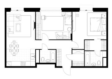 2-BD Apartment Sale, 76.9 sq. m. at Rezidentsii Skolkovo, Kashtanovaya ulitsa, 1, rabochiy posyolok Zarechye, Odintsovskiy City District, Moscow Region, Russia #4