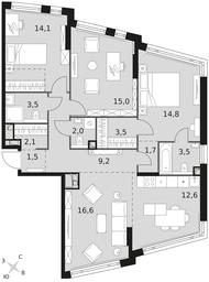 4-BD Apartment Sale, 100.1 sq. m. at Rotterdam, Varshavskoye Highway, 37Ак1с2, Moscow, Russia #3 4-BD Apartment Sale, 100.1 sq. m. at Rotterdam, Varshavskoye Highway, 37Ак1с2, Moscow, Russia #3