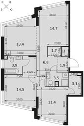 3-BD Apartment Sale, 74.9 sq. m. at Rotterdam, Varshavskoye Highway, 37Ак1с2, Moscow, Russia #2 3-BD Apartment Sale, 74.9 sq. m. at Rotterdam, Varshavskoye Highway, 37Ак1с2, Moscow, Russia #2
