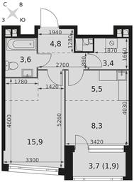 1-BD Apartment Sale, 43.5 sq. m. at Rotterdam, Varshavskoye Highway, 37Ак1с2, Moscow, Russia #2