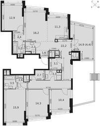 5-BD Apartment Sale, 132.3平方米 at Rotterdam, Varshavskoye Highway, 37Ак1с2, Moscow, Russia #2