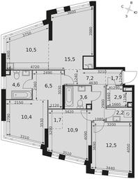 4-BD Apartment Sale, 90.2平方米 at Rotterdam, Varshavskoye Highway, 37Ак1с2, Moscow, Russia #2