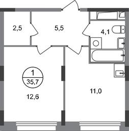 Apartment Sale, 35.7 sq. m. at Peredelkino Blizhnee, Korneya Chukovskogo Street, 1, Vnukovskoye Settlement, Moscow, Russia #2 Apartment Sale, 35.7 sq. m. at Peredelkino Blizhnee, Korneya Chukovskogo Street, 1, Vnukovskoye Settlement, Moscow, Russia #2