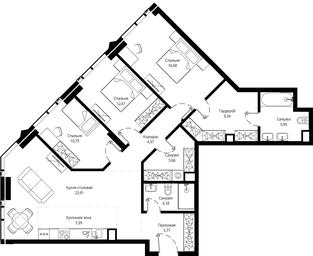 3-BD Apartment Sale, 108.53 sq. m. at Jois, 3rd Silikatny Drive, 10, Moscow, Russia #3