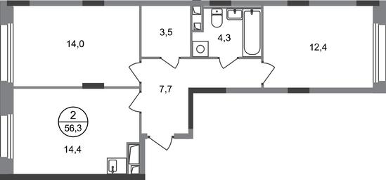 2-BD Apartment Sale, 56.3 sq. m. at Peredelkino Blizhnee, Korneya Chukovskogo Street, 1, Vnukovskoye Settlement, Moscow, Russia #2 2-BD Apartment Sale, 56.3 sq. m. at Peredelkino Blizhnee, Korneya Chukovskogo Street, 1, Vnukovskoye Settlement, Moscow, Russia #2