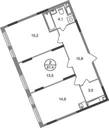 2-BD Apartment Sale, 61.4 sq. m. at Peredelkino Blizhnee, Korneya Chukovskogo Street, 1, Vnukovskoye Settlement, Moscow, Russia #2 2-BD Apartment Sale, 61.4 sq. m. at Peredelkino Blizhnee, Korneya Chukovskogo Street, 1, Vnukovskoye Settlement, Moscow, Russia #2