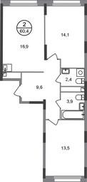 2-BD Apartment Sale, 60.4 sq. m. at Peredelkino Blizhnee, Korneya Chukovskogo Street, 1, Vnukovskoye Settlement, Moscow, Russia #2 2-BD Apartment Sale, 60.4 sq. m. at Peredelkino Blizhnee, Korneya Chukovskogo Street, 1, Vnukovskoye Settlement, Moscow, Russia #2