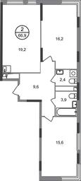 2-BD Apartment Sale, 66.9 sq. m. at Peredelkino Blizhnee, Korneya Chukovskogo Street, 1, Vnukovskoye Settlement, Moscow, Russia #2