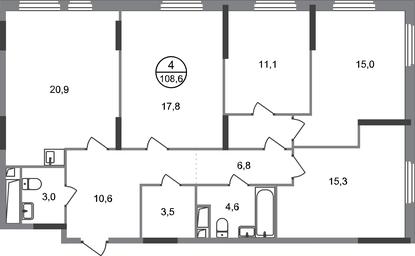 4-BD Apartment Sale, 108.6平方米 at Peredelkino Blizhnee, Korneya Chukovskogo Street, 1, Vnukovskoye Settlement, Moscow, Russia #2 4-BD Apartment Sale, 108.6平方米 at Peredelkino Blizhnee, Korneya Chukovskogo Street, 1, Vnukovskoye Settlement, Moscow, Russia #2