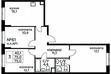 2-BD Apartment Sale, 75平方米 at Tsvetochnye Poliany, kvartal № 23, Filimonkovskoye Municipal Formation, Moscow, Russia #3 2-BD Apartment Sale, 75平方米 at Tsvetochnye Poliany, kvartal № 23, Filimonkovskoye Municipal Formation, Moscow, Russia #3