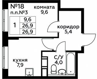 Apartment Sale, 26.9平方米 at Tsvetochnye Poliany, kvartal № 23, Filimonkovskoye Municipal Formation, Moscow, Russia #3 Apartment Sale, 26.9平方米 at Tsvetochnye Poliany, kvartal № 23, Filimonkovskoye Municipal Formation, Moscow, Russia #3