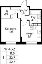 Apartment Sale, 32.7 sq. m. at Tsvetochnye Poliany, kvartal № 23, Filimonkovskoye Municipal Formation, Moscow, Russia #4