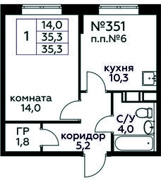 Apartment Sale, 35.3平方米 at Tsvetochnye Poliany, kvartal № 23, Filimonkovskoye Municipal Formation, Moscow, Russia #4