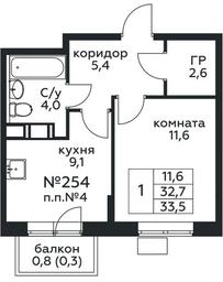 Apartment Sale, 33.5 sq. m. at Tsvetochnye Poliany, kvartal № 23, Filimonkovskoye Municipal Formation, Moscow, Russia #4