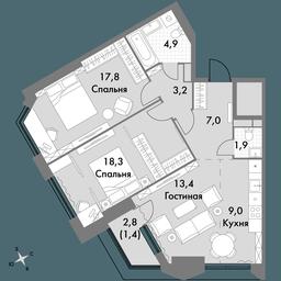 3-BD Apartment Sale, 76.9 sq. m. at Arkhitektor, Akademika Volgina Street, 2Д, Moscow, Russia #3 3-BD Apartment Sale, 76.9 sq. m. at Arkhitektor, Akademika Volgina Street, 2Д, Moscow, Russia #3