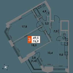 3-BD Apartment Sale, 76.9 sq. m. at Arkhitektor, Akademika Volgina Street, 2Д, Moscow, Russia #4