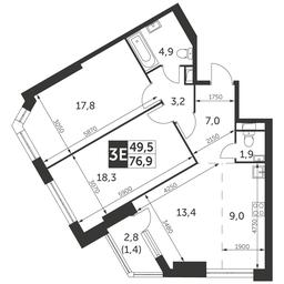3-BD Apartment Sale, 76.9 sq. m. at Arkhitektor, Akademika Volgina Street, 2Д, Moscow, Russia #2 3-BD Apartment Sale, 76.9 sq. m. at Arkhitektor, Akademika Volgina Street, 2Д, Moscow, Russia #2