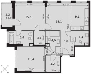 3-BD Apartment Sale, 83.9 sq. m. at Sydney City, Shenogina Street, 2, Moscow, Russia #4